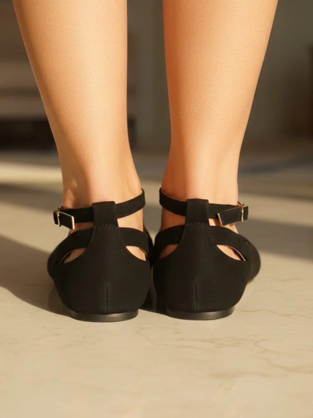 NWT Pazzle Black Ankle Strap Pointed Toe Ballet Flats - Picture 2 of 11